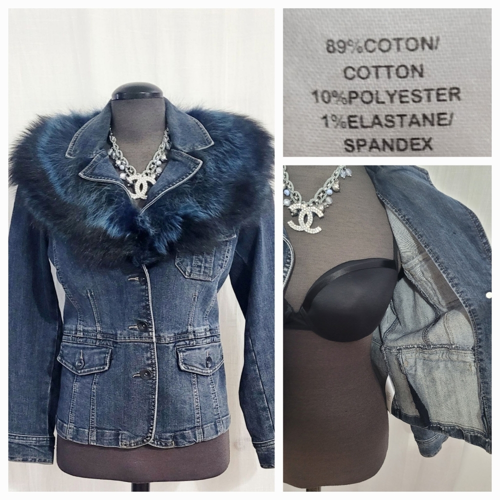 Denim Jacket with  Fur Collar - Picture 8 of 8